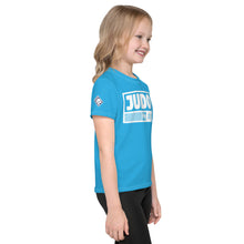 Playful Protection: Girl's Short Sleeve Judo Rash Guard - Cyan Exclusive Girls Judo Kids Rash Guard Short Sleeve