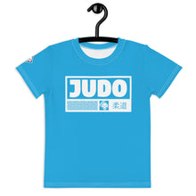 Playful Protection: Girl's Short Sleeve Judo Rash Guard - Cyan Exclusive Girls Judo Kids Rash Guard Short Sleeve