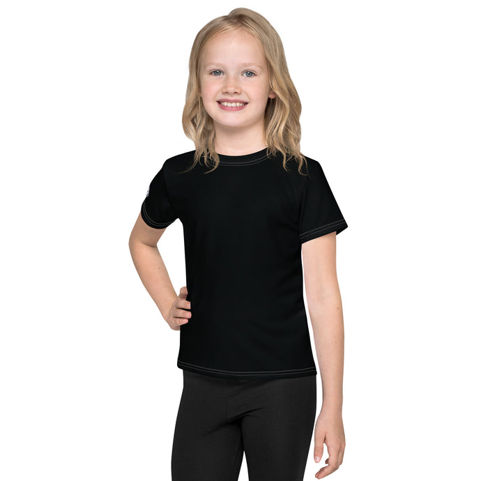Playful Protection: Girls Short Sleeve Solid Color Rash Guard - Noir Exclusive Girls Kids Rash Guard Running Short Sleeve Solid Color Swimwear