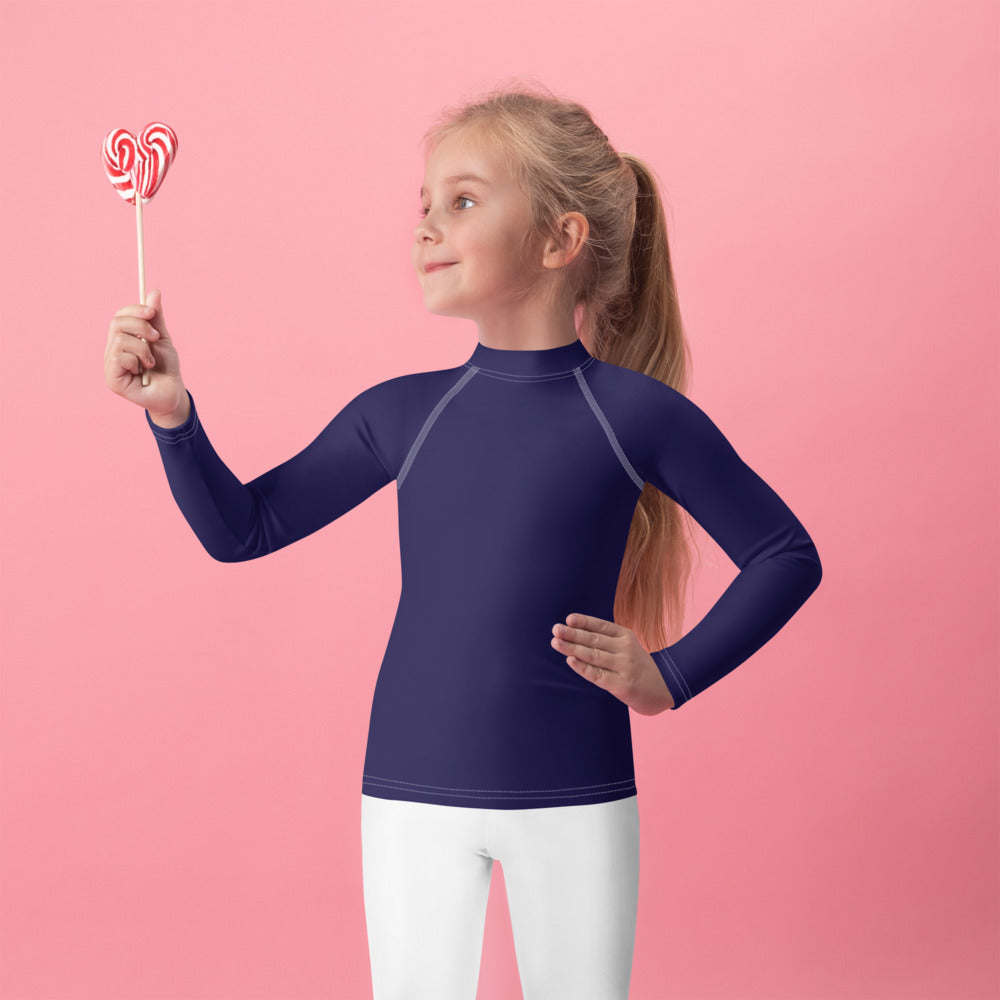 Playful Protection: Kid's Solid Color Rash Guards for Girls - Midnight ...
