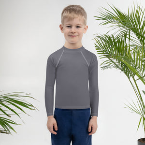 Playground Protector: Boys' Solid Color Rash Guards Essential - Charcoal Boys Exclusive Kids Long Sleeve Rash Guard Solid Color
