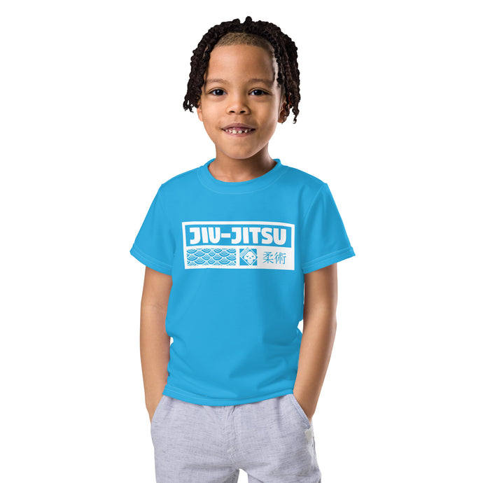 Playtime Confidence: Boy's Short Sleeve Jiu-Jitsu Rash Guard - Cyan Boys Exclusive Jiu-Jitsu Kids Rash Guard Short Sleeve