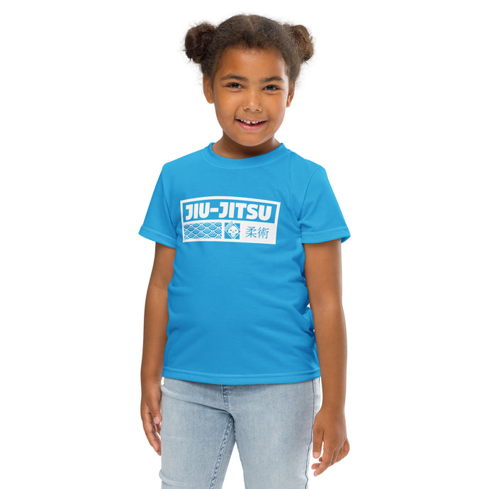 Playtime Confidence: Girl's Short Sleeve Jiu-Jitsu Rash Guard - Cyan Exclusive Girls Jiu-Jitsu Kids Rash Guard Short Sleeve