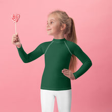 Playtime Perfection: Solid Color Rash Guards for Kids Girls - Sherwood Forest Exclusive Girls Kids Long Sleeve Rash Guard Solid Color Swimwear