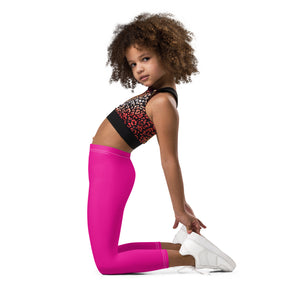 Playtime Perfection: Solid Color Workout Leggings for Girls - Hollywood Cerise Exclusive Girls Kids Leggings Solid Color