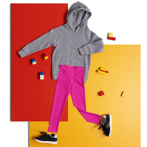 Playtime Perfection: Solid Color Workout Leggings for Girls - Hollywood Cerise Exclusive Girls Kids Leggings Solid Color