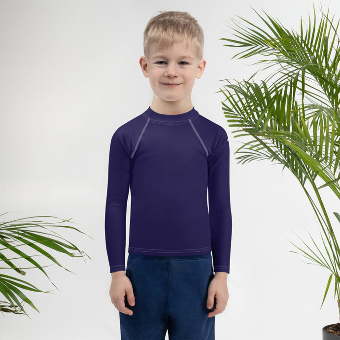 Playtime Protector: Kid's Solid Color Rash Guards for Boys - Midnight Blue