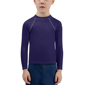 Playtime Protector: Kid's Solid Color Rash Guards for Boys - Midnight Blue Boys Exclusive Kids Long Sleeve Rash Guard Solid Color