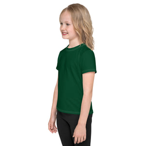 Poolside Confidence: Girls Short Sleeve Solid Color Rash Guard - Sherwood Forest Exclusive Girls Kids Rash Guard Running Short Sleeve Solid Color Swimwear