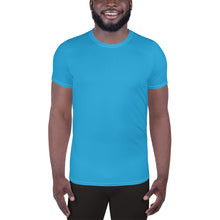 Premium Men's Short Sleeve Rash Guard - Sleek Solid Color Design - Cyan