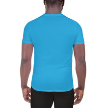 Premium Men's Short Sleeve Rash Guard - Sleek Solid Color Design - Cyan