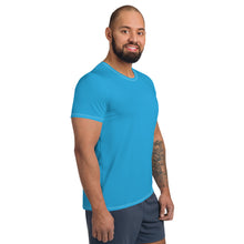 Premium Men's Short Sleeve Rash Guard - Sleek Solid Color Design - Cyan