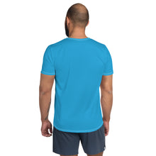 Premium Men's Short Sleeve Rash Guard - Sleek Solid Color Design - Cyan