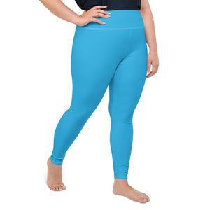 Premium Plus: Solid Color Yoga Pants for Women's Active Lifestyle - Cyan Exclusive Leggings Plus Size Solid Color Tights Womens