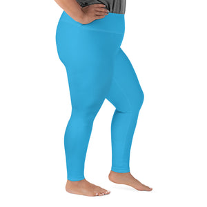 Premium Plus: Solid Color Yoga Pants for Women's Active Lifestyle - Cyan Exclusive Leggings Plus Size Solid Color Tights Womens