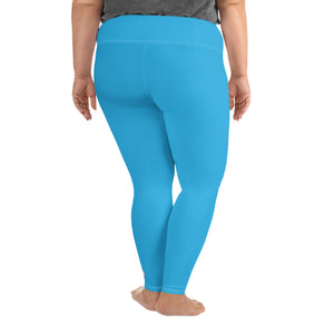 Premium Plus: Solid Color Yoga Pants for Women's Active Lifestyle - Cyan Exclusive Leggings Plus Size Solid Color Tights Womens