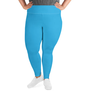 Premium Plus: Solid Color Yoga Pants for Women's Active Lifestyle - Cyan Exclusive Leggings Plus Size Solid Color Tights Womens