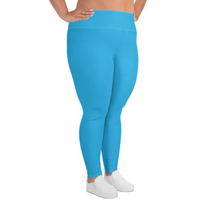 Premium Plus: Solid Color Yoga Pants for Women's Active Lifestyle - Cyan Exclusive Leggings Plus Size Solid Color Tights Womens