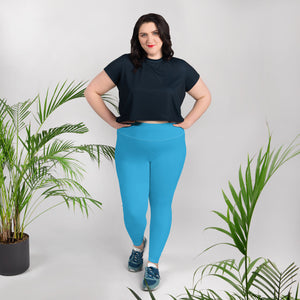 Premium Plus: Solid Color Yoga Pants for Women's Active Lifestyle - Cyan