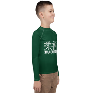 Youth Boys Long Sleeve Rash Guard – Classic Brazilian Jiu-Jitsu Look – Sherwood Forest