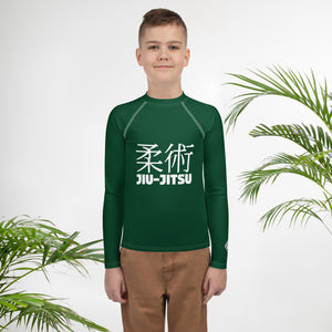 Youth Boys Long Sleeve Rash Guard – Classic Brazilian Jiu-Jitsu Look – Sherwood Forest