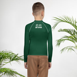 Youth Boys Long Sleeve Rash Guard – Classic Brazilian Jiu-Jitsu Look – Sherwood Forest