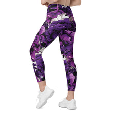 Purple Petals Performance: Women's Running Leggings from Mile After Mile Exclusive Leggings Pockets Running Tights Womens