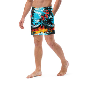 Ride the Waves: Men's Sunset Waves 001 Swim Trunks Exclusive Mens Shorts Swimwear