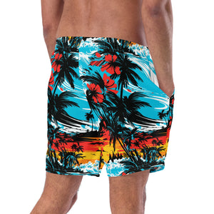 Ride the Waves: Men's Sunset Waves 001 Swim Trunks Exclusive Mens Shorts Swimwear