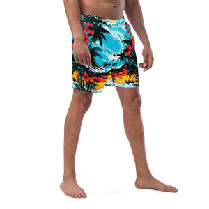 Ride the Waves: Men's Sunset Waves 001 Swim Trunks Exclusive Mens Shorts Swimwear