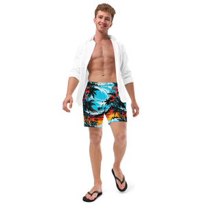 Ride the Waves: Men's Sunset Waves 001 Swim Trunks Exclusive Mens Shorts Swimwear