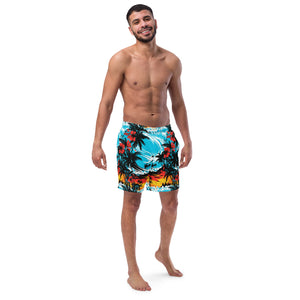 Ride the Waves: Men's Sunset Waves 001 Swim Trunks Exclusive Mens Shorts Swimwear