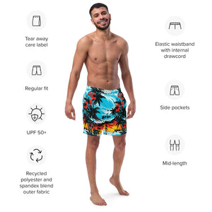 Ride the Waves: Men's Sunset Waves 001 Swim Trunks Exclusive Mens Shorts Swimwear