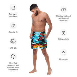 Ride the Waves: Men's Sunset Waves 001 Swim Trunks Exclusive Mens Shorts Swimwear