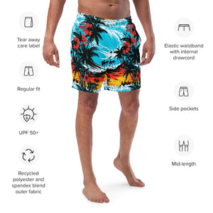 Ride the Waves: Men's Sunset Waves 001 Swim Trunks Exclusive Mens Shorts Swimwear