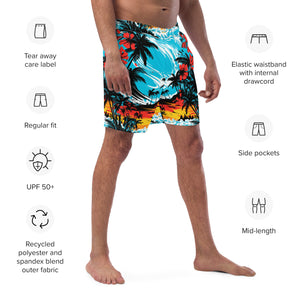 Ride the Waves: Men's Sunset Waves 001 Swim Trunks Exclusive Mens Shorts Swimwear