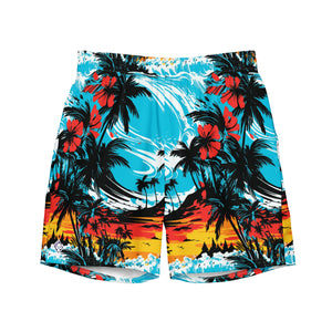 Ride the Waves: Men's Sunset Waves 001 Swim Trunks Exclusive Mens Shorts Swimwear