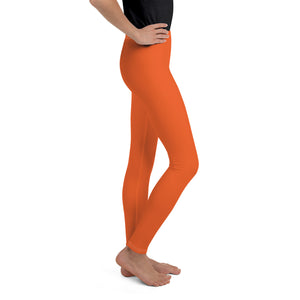 Seamless Comfort: Youth Girls Solid Color Full-Length Leggings - Flamingo