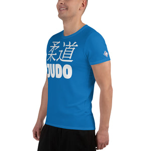 Short Sleeve Men's Classic Judo Rash Guard - Sleek Design - Azul