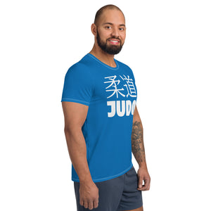 Short Sleeve Men's Classic Judo Rash Guard - Sleek Design - Azul