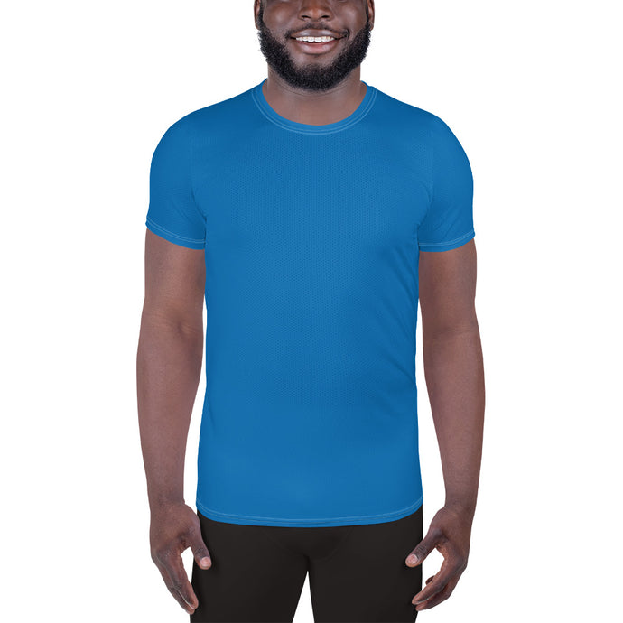 Short Sleeve Men's Solid Color Rash Guard - Perfect for Workouts - Azul