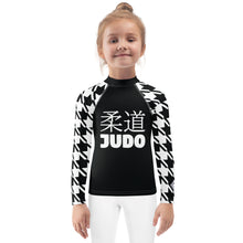 Signature Look: Houndstooth Girl's Long Sleeve Classic Judo BJJ Rash Guard Exclusive Girls Jiu-Jitsu Kids Long Sleeve Rash Guard