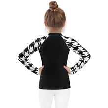 Signature Look: Houndstooth Girl's Long Sleeve Classic Judo BJJ Rash Guard Exclusive Girls Jiu-Jitsu Kids Long Sleeve Rash Guard