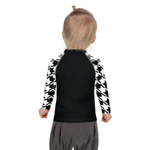 Signature Look: Houndstooth Girl's Long Sleeve Classic Judo BJJ Rash Guard Exclusive Girls Jiu-Jitsu Kids Long Sleeve Rash Guard