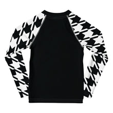 Signature Look: Houndstooth Girl's Long Sleeve Classic Judo BJJ Rash Guard Exclusive Girls Jiu-Jitsu Kids Long Sleeve Rash Guard