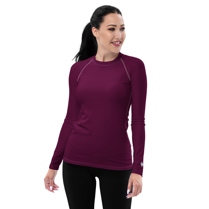 Simply Stylish: Women's Solid Color Long Sleeve Rash Guard - Tyrian Purple Exclusive Long Sleeve Rash Guard Solid Color Swimwear Womens
