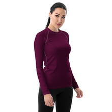 Simply Stylish: Women's Solid Color Long Sleeve Rash Guard - Tyrian Purple
