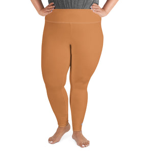 Size-Inclusive Style: Women's Solid Color Yoga Pants - Raw Sienna