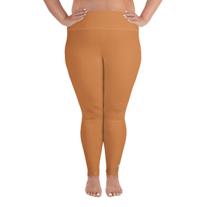 Size-Inclusive Style: Women's Solid Color Yoga Pants - Raw Sienna