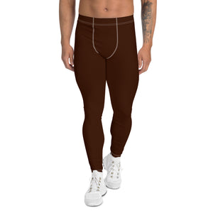 Sleek Silhouette: Men's Solid Color Yoga Pants Leggings - Chocolate